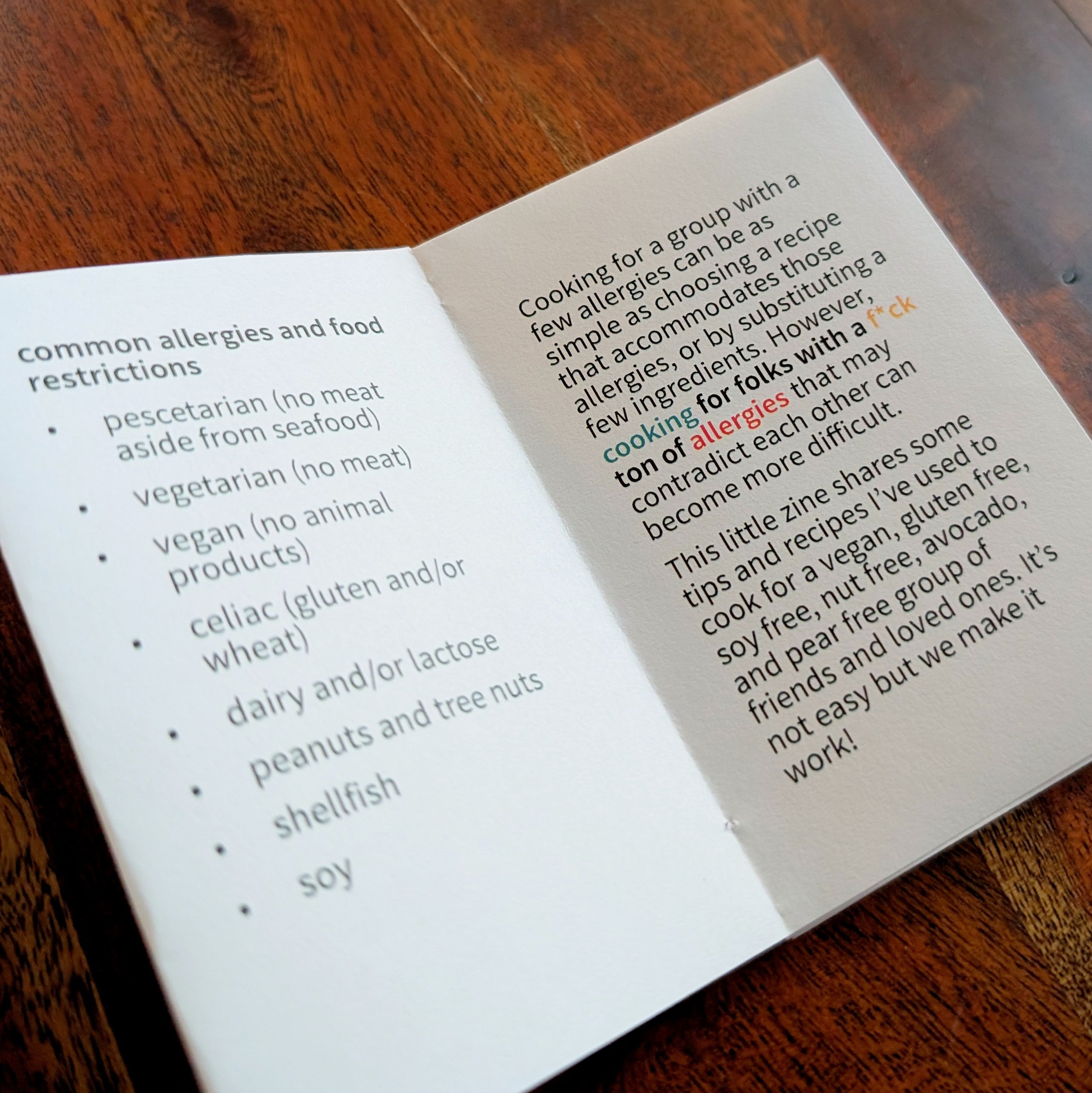 Cooking for Friends With Allergies - A Recipe Zine image 1