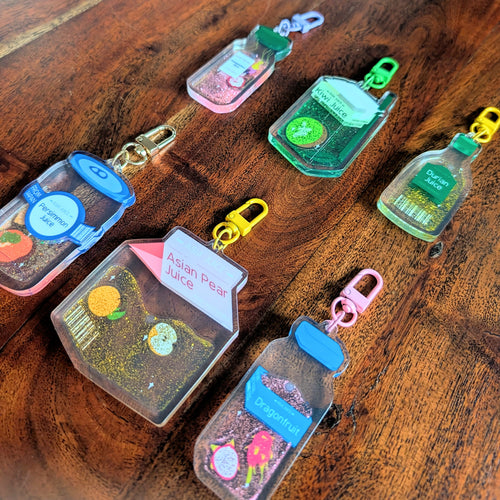 Asia Juice Keychain with Liquid Glitter image 1