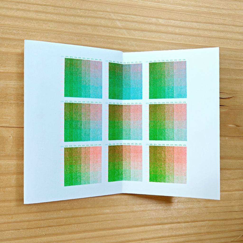 Risograph Color Swatches - Aqua, Fluorescent Orange, Kelly Green