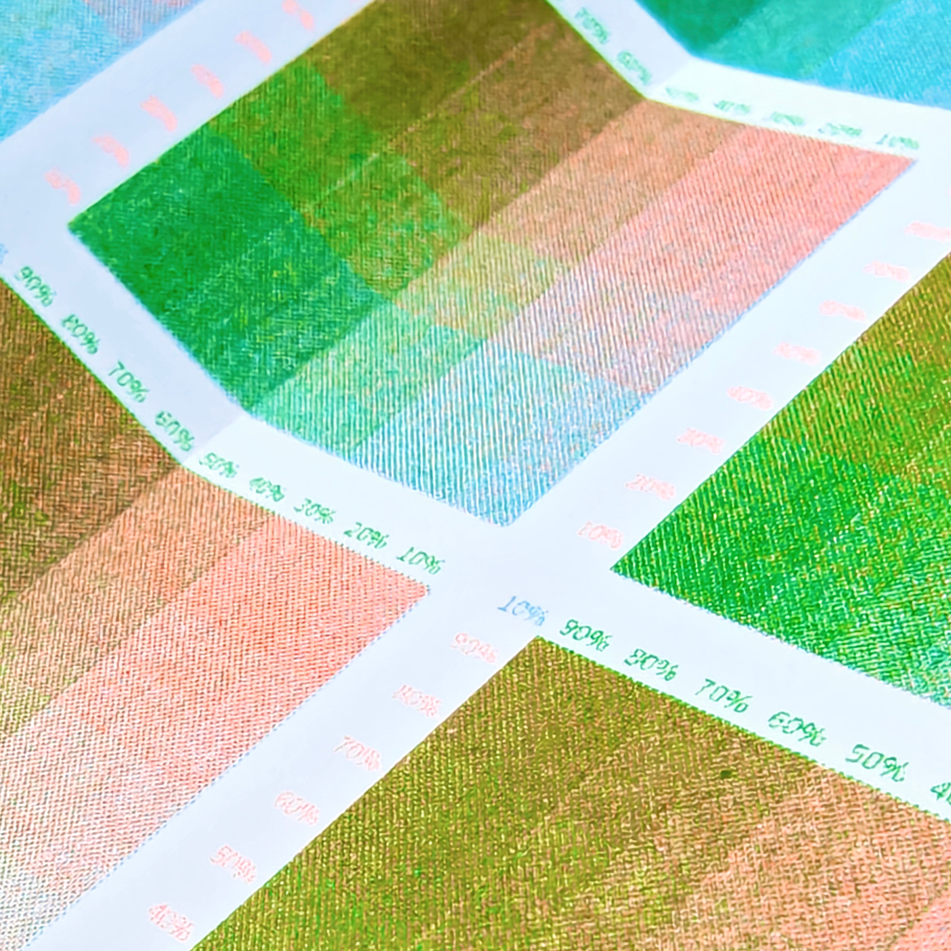 Risograph Color Swatches - Aqua, Fluorescent Orange, Kelly Green