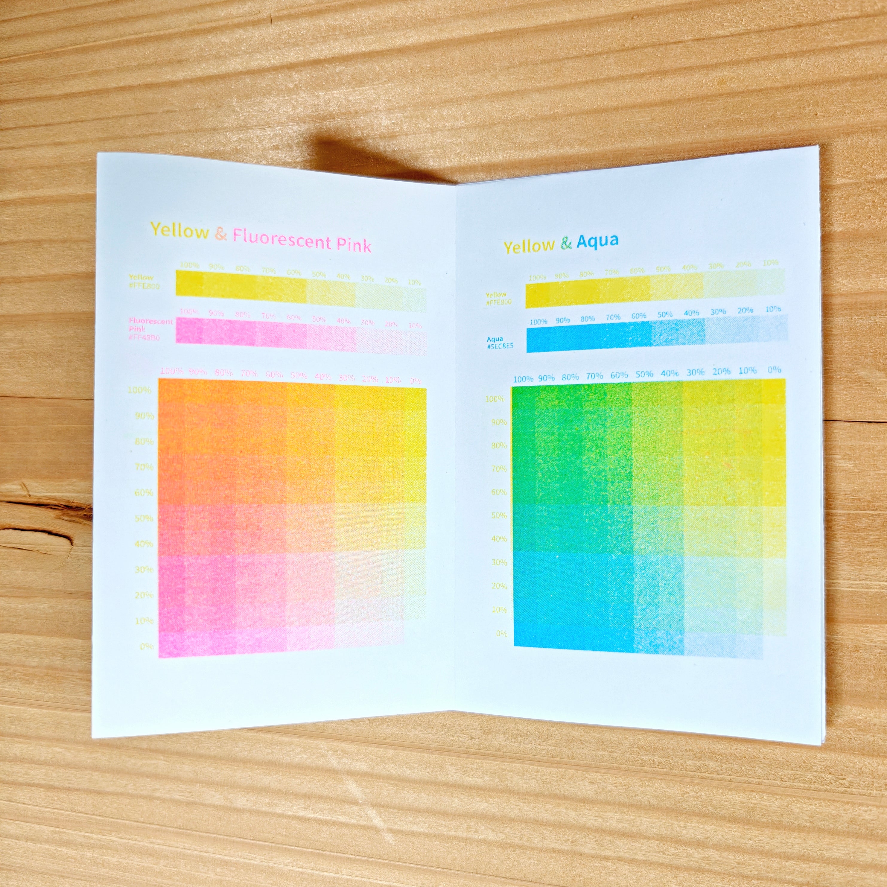 Risograph Color Swatches - Fluorescent Pink, Yellow, Aqua