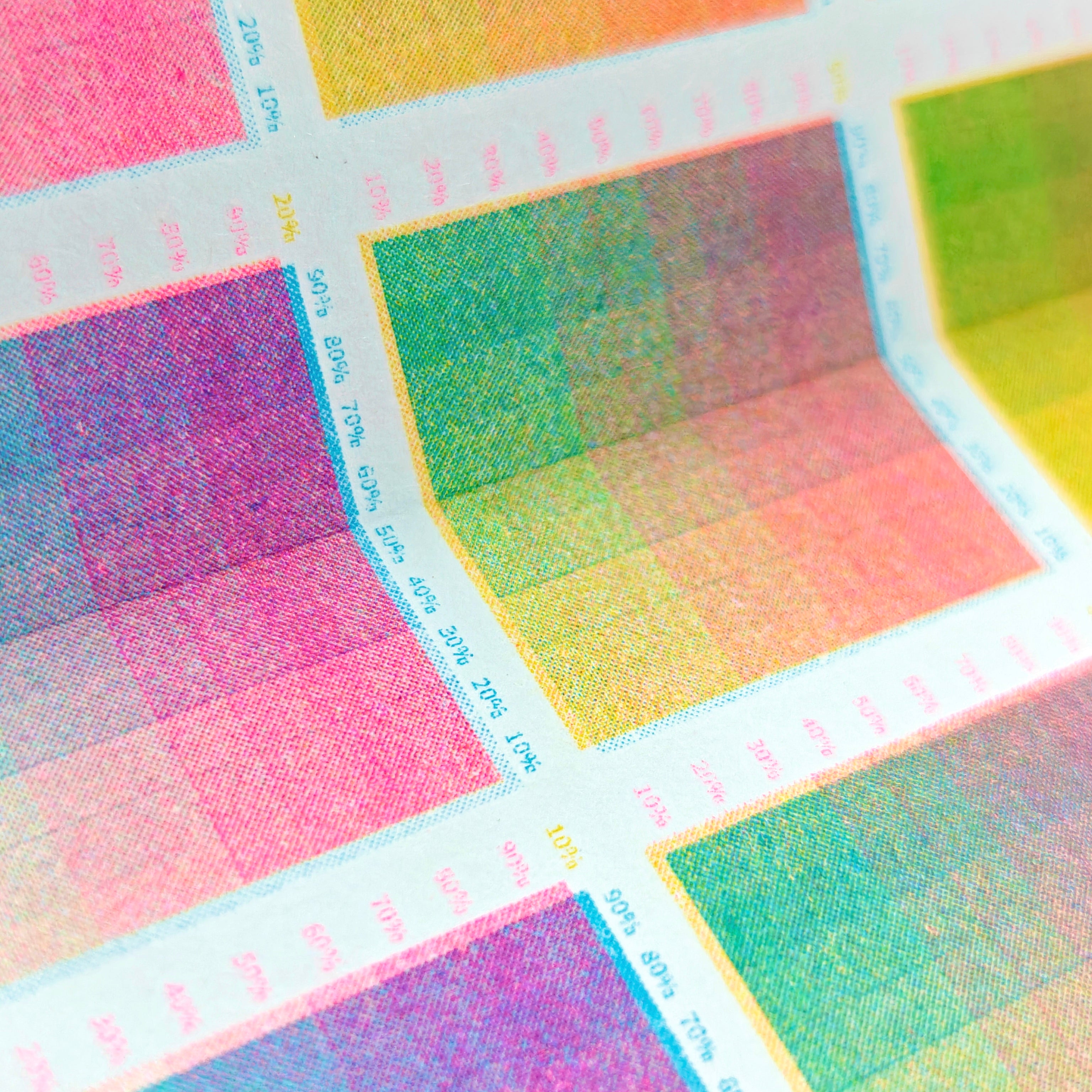 Risograph Color Swatches - Fluorescent Pink, Yellow, Aqua