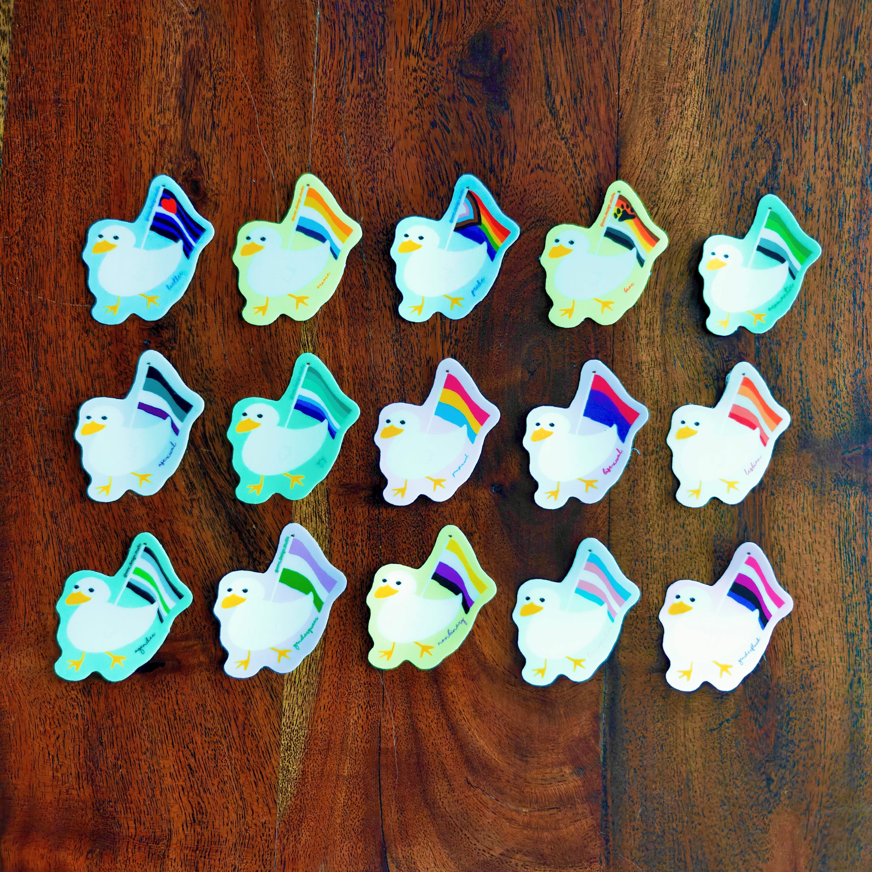 Gus the Duck Pride Flag Sticker - Weatherproof