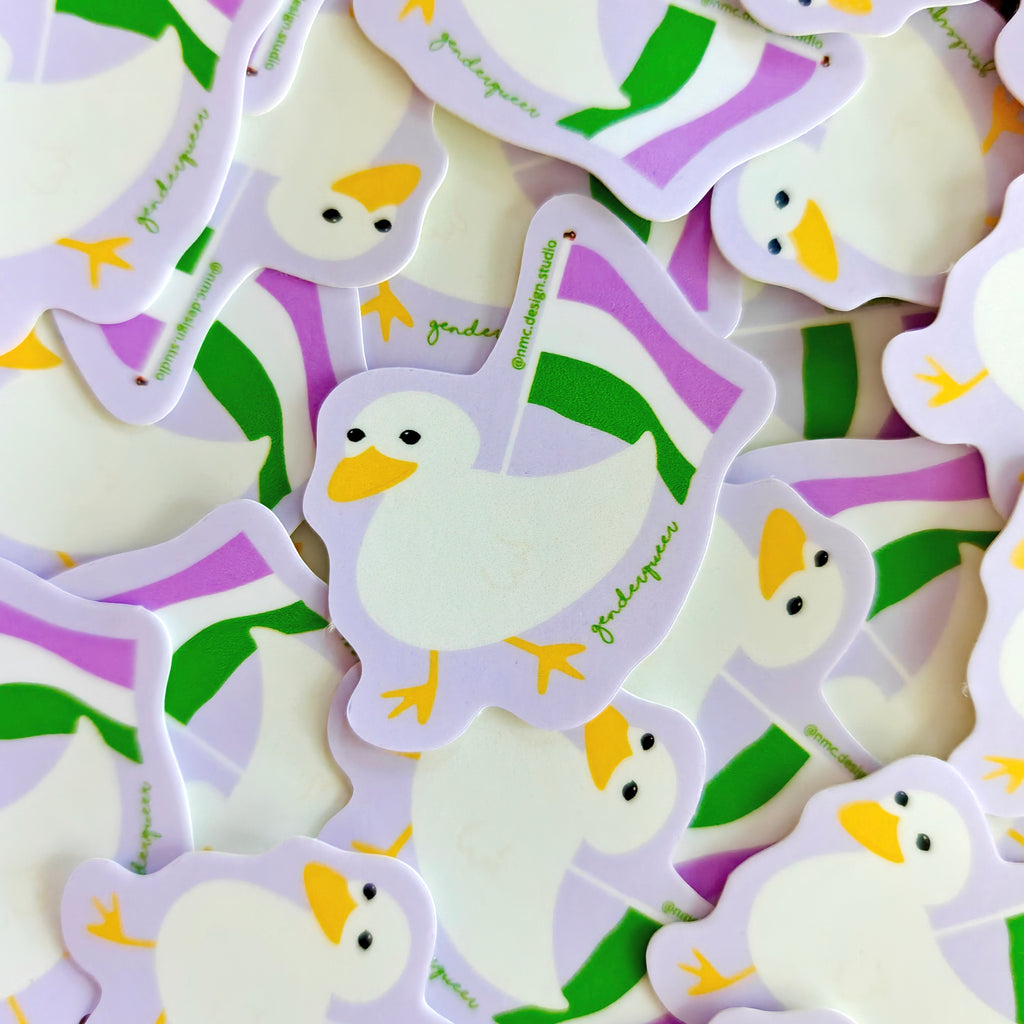Gus the Duck Pride Flag Sticker - Weatherproof