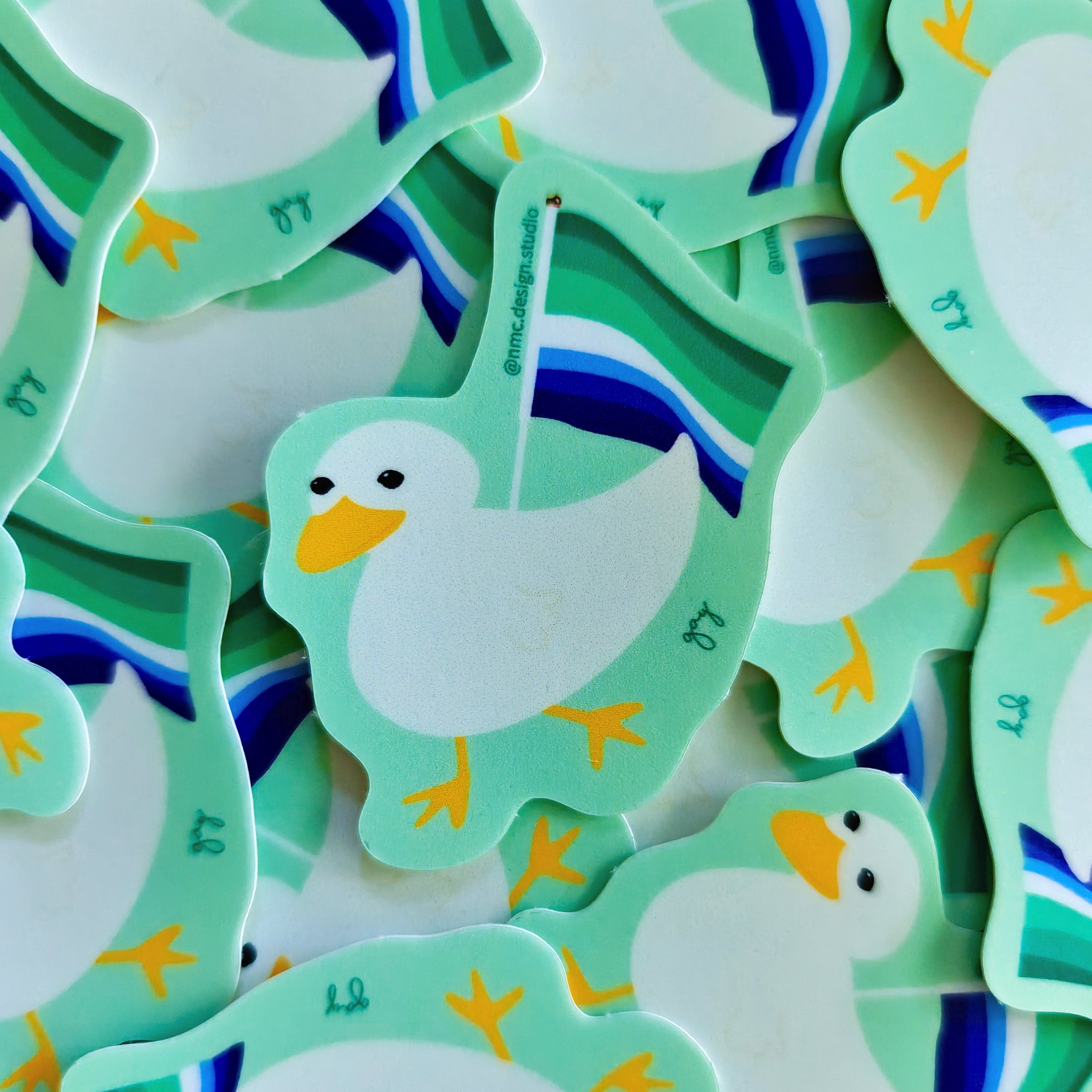 Gus the Duck Pride Flag Sticker - Weatherproof