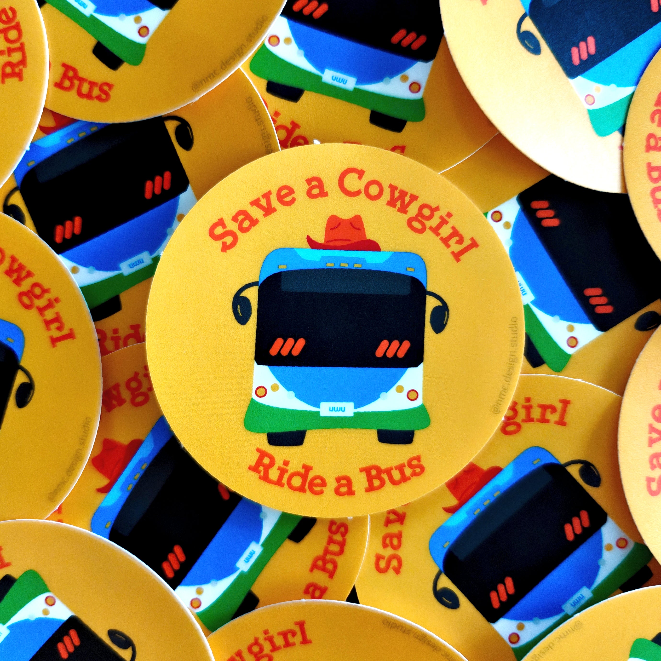Save a Cowboy or Cowgirl, Ride a Bus - Funny Transit Sticker