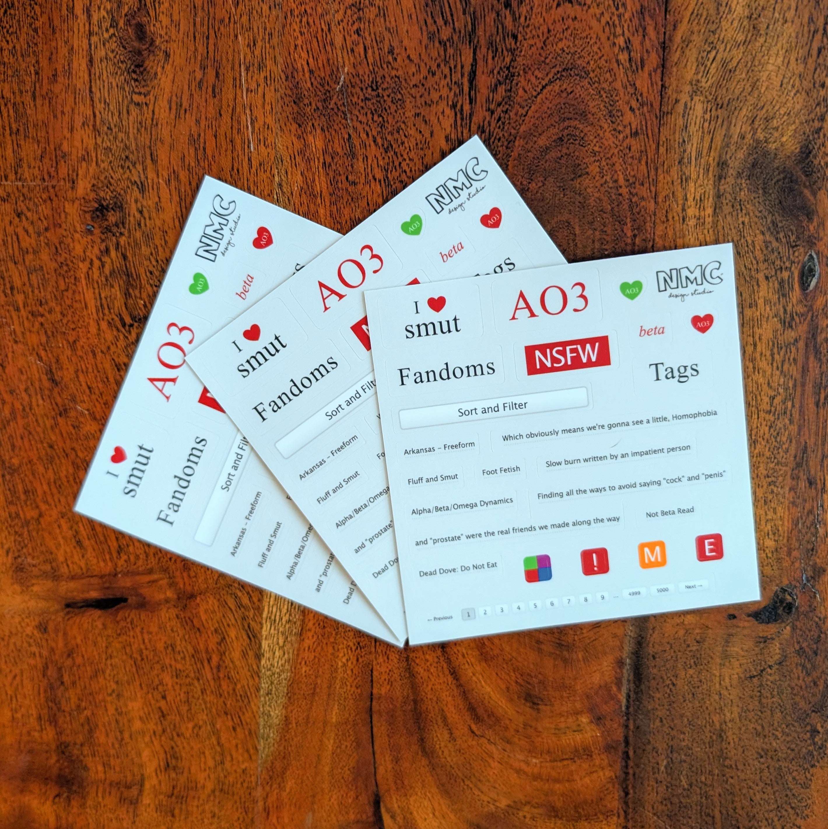 Not Safe for Work Fanfiction Sticker Sheet - Matte Vinyl