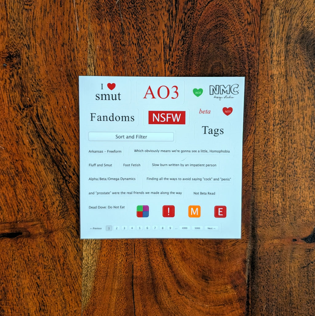 Not Safe for Work Fanfiction Sticker Sheet - Matte Vinyl