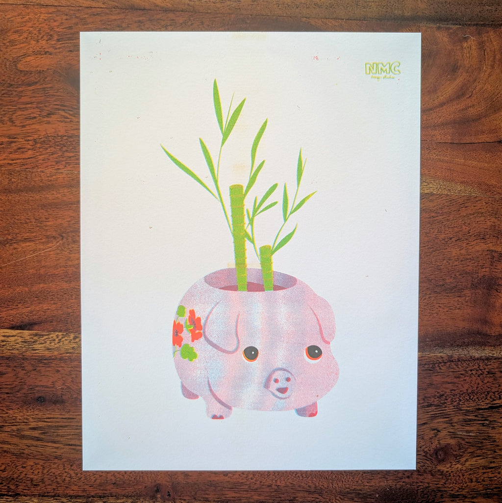 Lucky Bamboo Risograph Print image 2